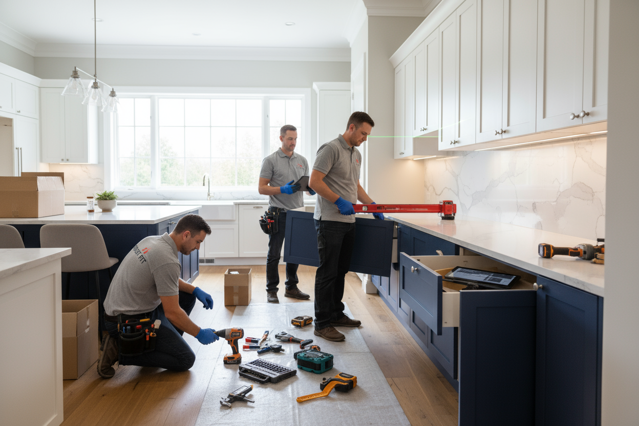 kitchen cabinets Our experts use state-of-the-art tools for perfect alignment and fit.